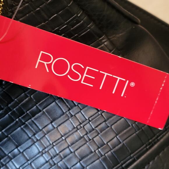 NWT Rosetti Black With Gold Metal Accents Crossbody Shoulder Bag Pockets - Picture 14 of 15